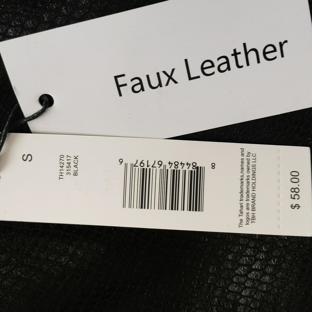 NEW Tahari Faux Leather Snakeskin Skinny Pants Small Black - Picture 4 of 16